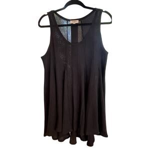 UMGEE Boho Lagenlook Tank Swing Sleeveless Black Dress Waffled Size Large